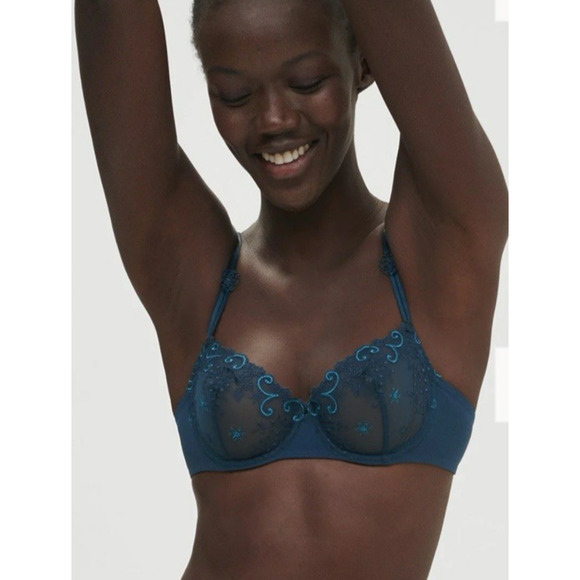 Simone Perele Sheer Underwire Demi Bra Teal 38B NWT - Picture 1 of 7